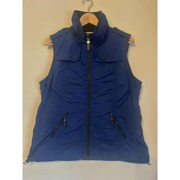 Zenergy by Chicos WMNS SZ 2 Blue Full Zip Rebecca Ruched Vest - Picture 1 of 5
